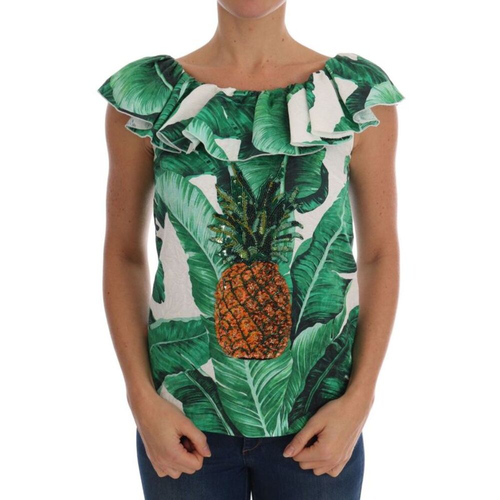 Dolce & Gabbana Pineapple Banana Sequins Blouse Women's T-shirt